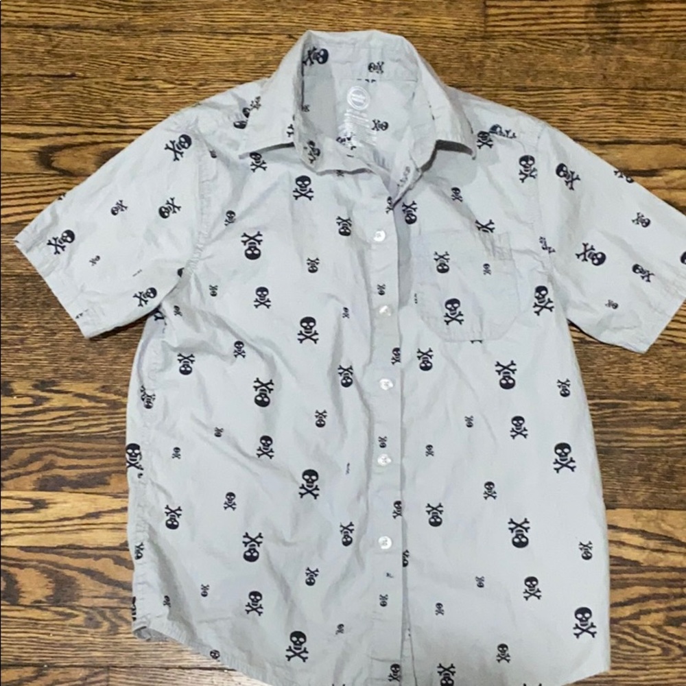 New Boys Skull Button Up Shirt 10/12